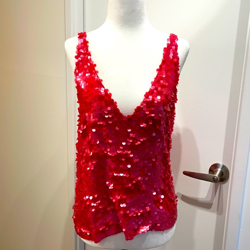 Red Sequin Camisole.  Size M    $39